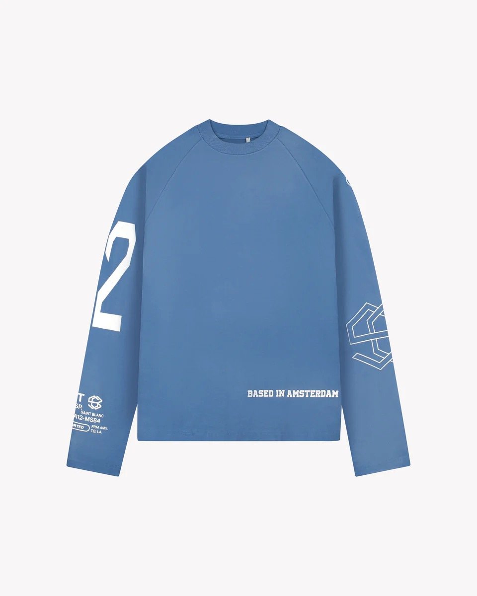 SAINT BLANC MULTI LOGO RAGLAN LONGSHIRT BLUE