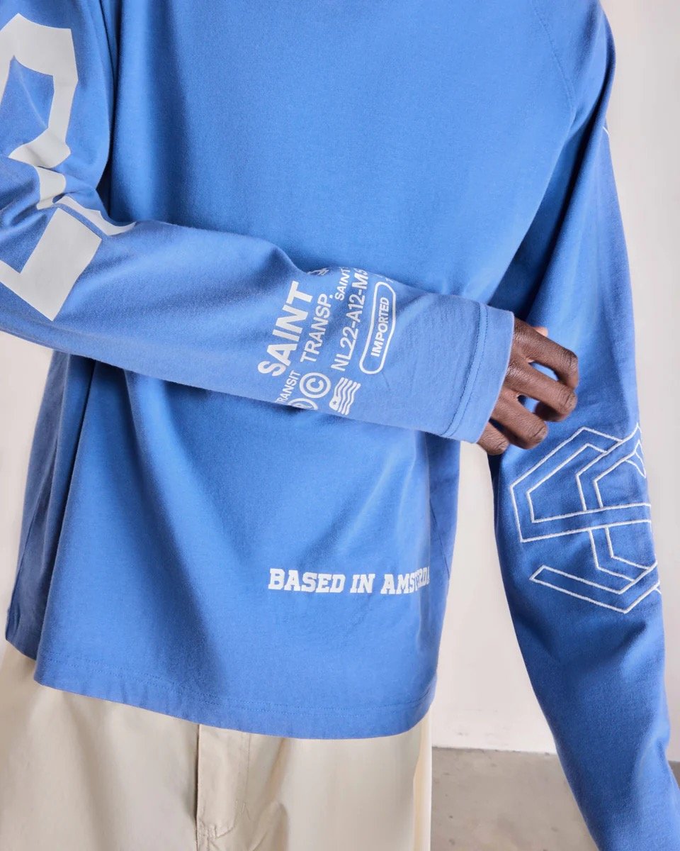 SAINT BLANC MULTI LOGO RAGLAN LONGSHIRT BLUE
