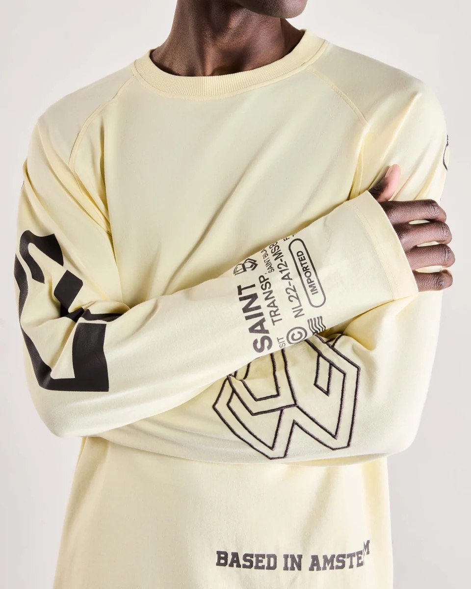 SAINT BLANC MULTI LOGO RAGLAN LONGSHIRT YELLOW