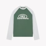 SAINT BLANC BLEND LOGO RAGLAN LONGSHIRT GREEN/WHITE