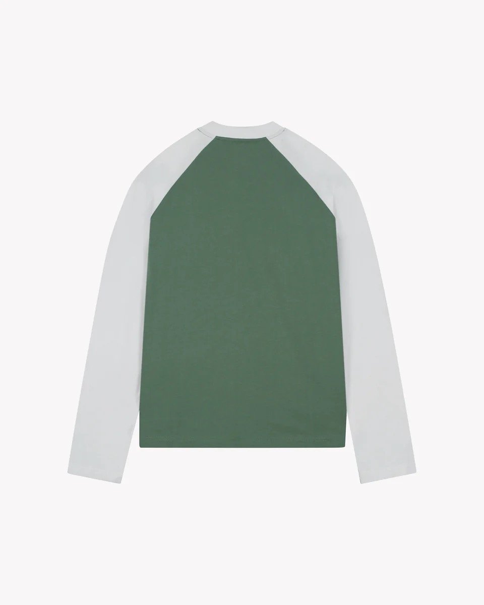 SAINT BLANC BLEND LOGO RAGLAN LONGSHIRT GREEN/WHITE