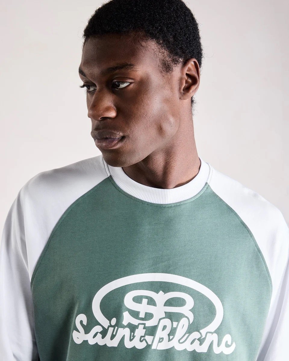 SAINT BLANC BLEND LOGO RAGLAN LONGSHIRT GREEN/WHITE