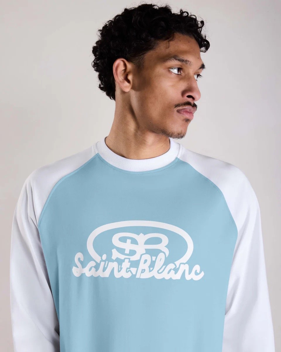 SAINT BLANC BLEND LOGO RAGLAN LONGSHIRT BLUE/WHITE