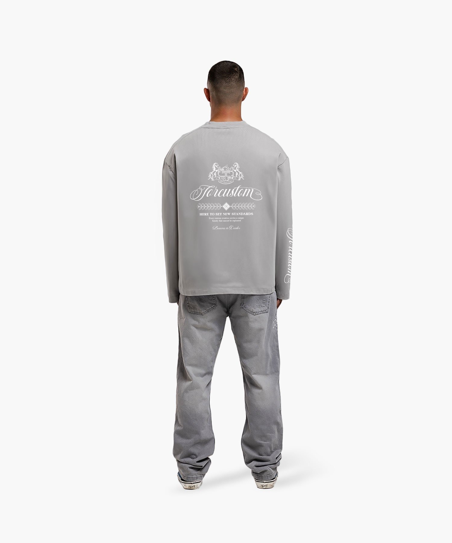 JORCUSTOM HANDSCRIPT2.0 LONGSLEEVE T-SHIRT LIGHTGREY