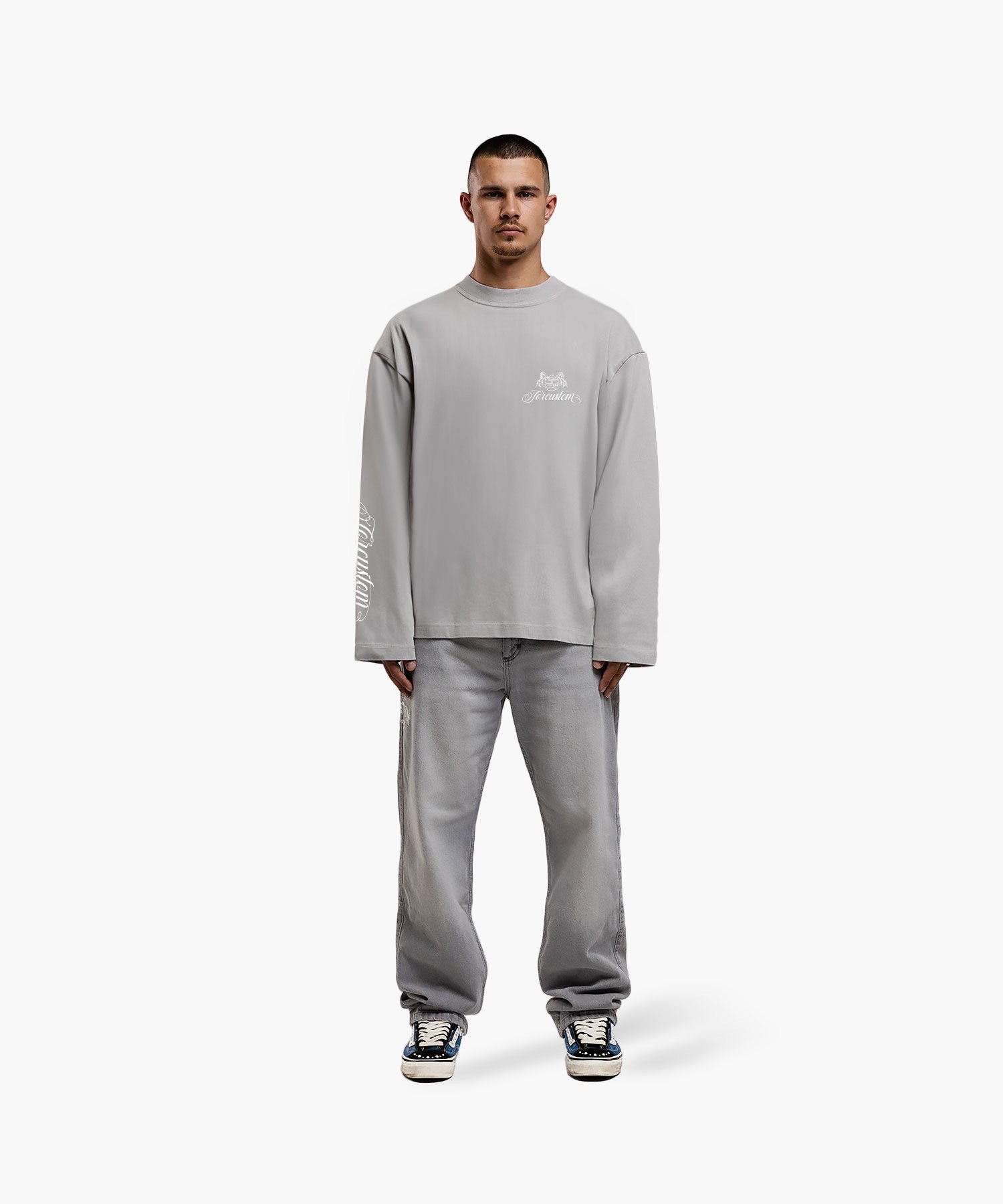JORCUSTOM HANDSCRIPT2.0 LONGSLEEVE T-SHIRT LIGHTGREY