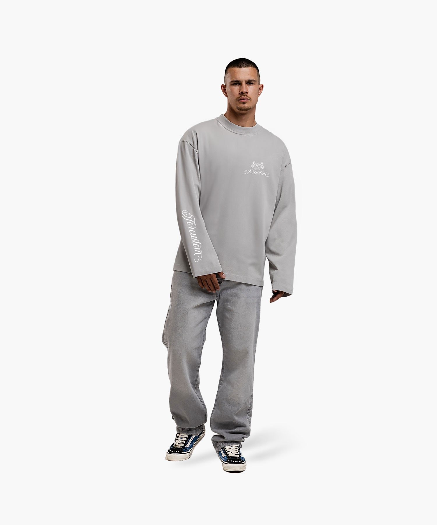 JORCUSTOM HANDSCRIPT2.0 LONGSLEEVE T-SHIRT LIGHTGREY