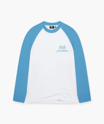 JORCUSTOM HANDSCRIPT2.0 RAGLAN LONGSLEEVE T-SHIRT WHITE-BOUNTYBLUE