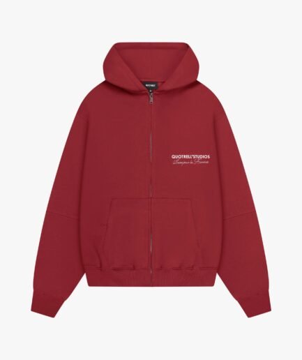 QUOTRELL STUDIOS ZIP HOODIE | BORDEAUX/WHITE