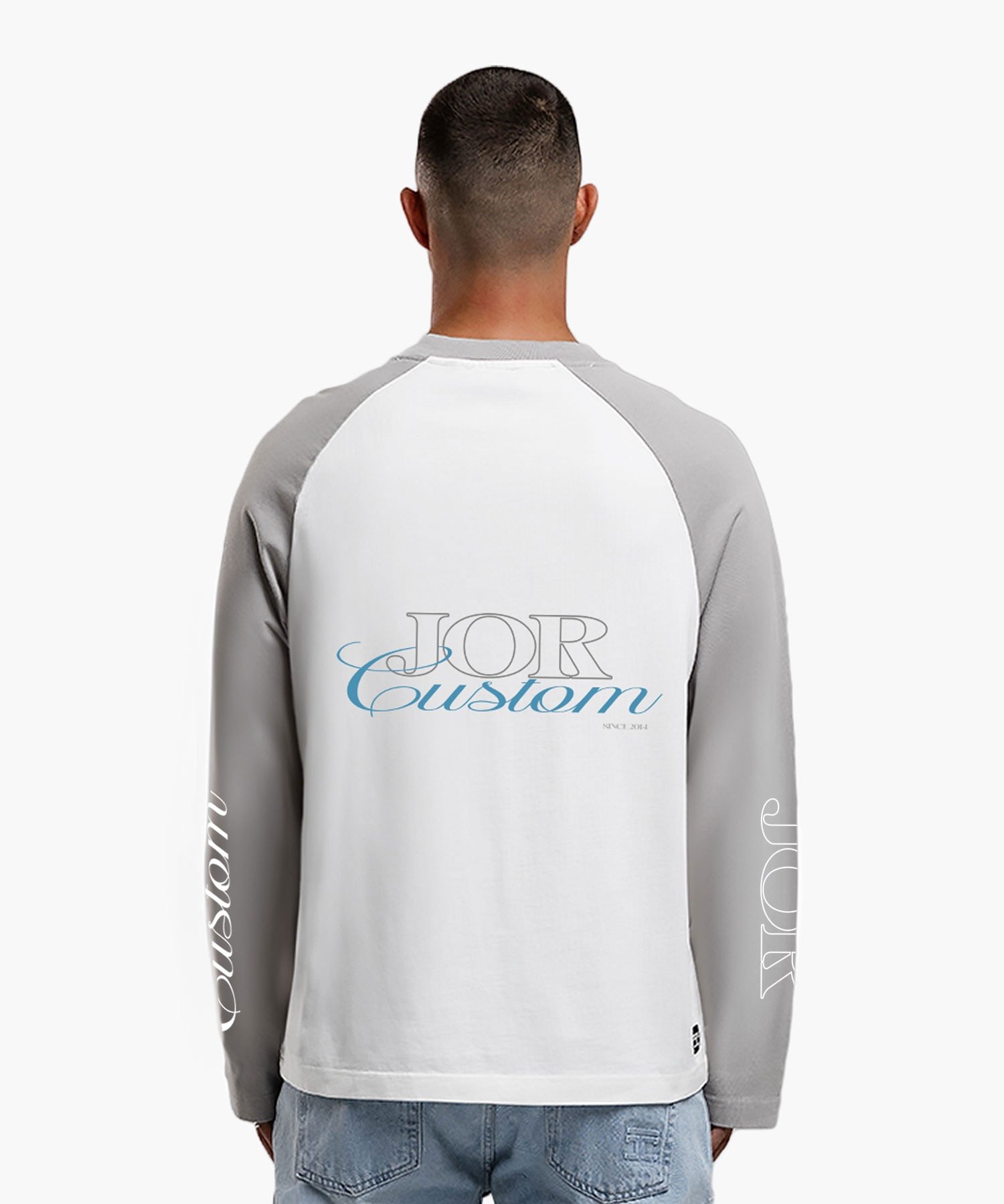 JORCUSTOM RAGLAN LONGSLEEVE T-SHIRT WHITE-LIGHTGREY