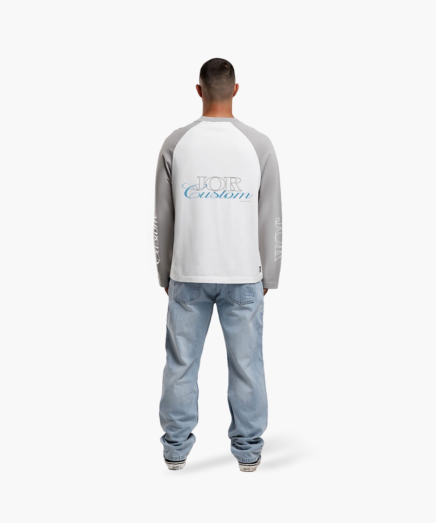 JORCUSTOM RAGLAN LONGSLEEVE T-SHIRT WHITE-LIGHTGREY