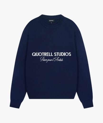 QUOTRELL MONDRIAN KNITTED SWEATER | NAVY/WHITE