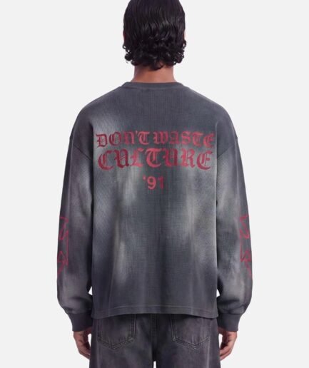 DON'T WASTE CULTURE ROMIYA WAFFLE LONGSLEEVE | DARK GREY