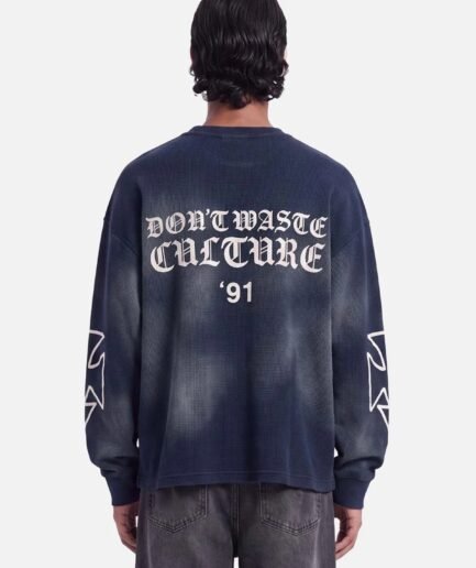 DON'T WASTE CULTURE ROMIYA WAFFLE LONGSLEEVE | NAVY BLUE