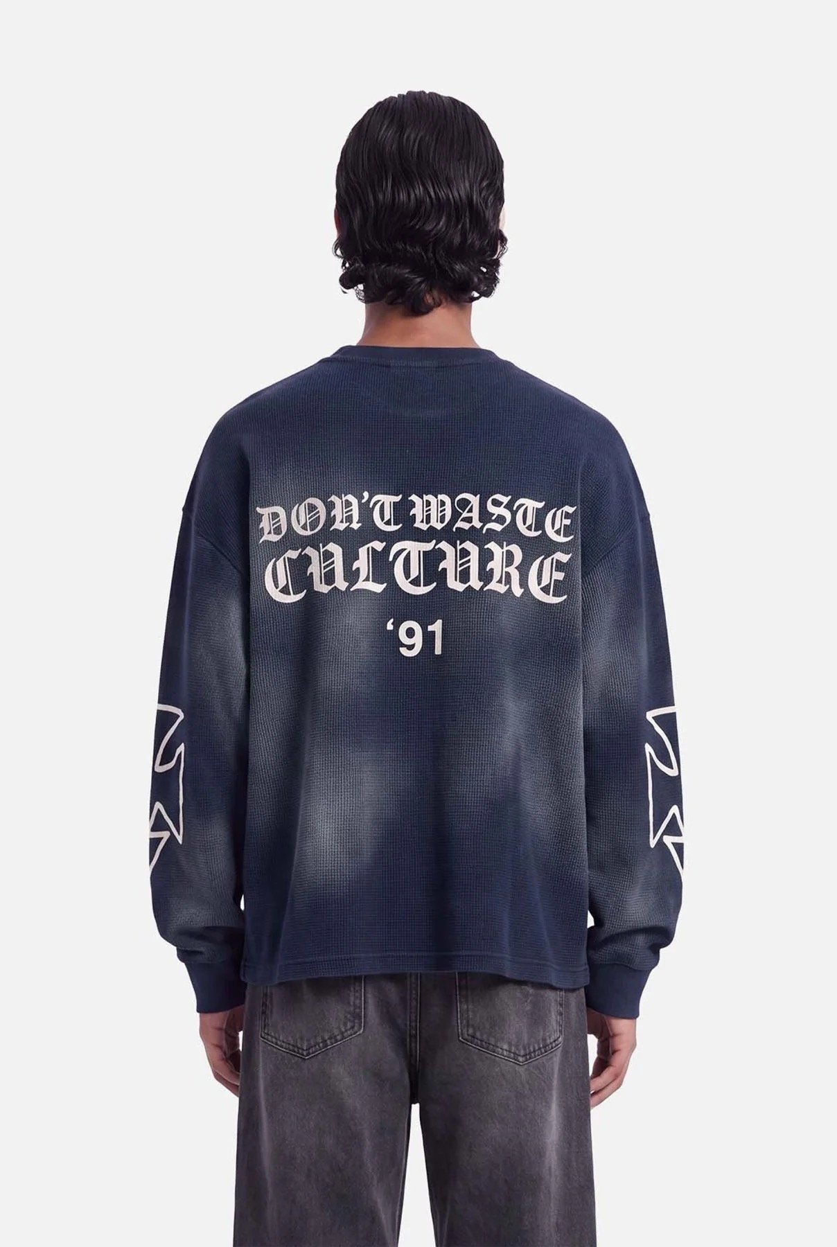 DON'T WASTE CULTURE ROMIYA WAFFLE LONGSLEEVE | NAVY BLUE