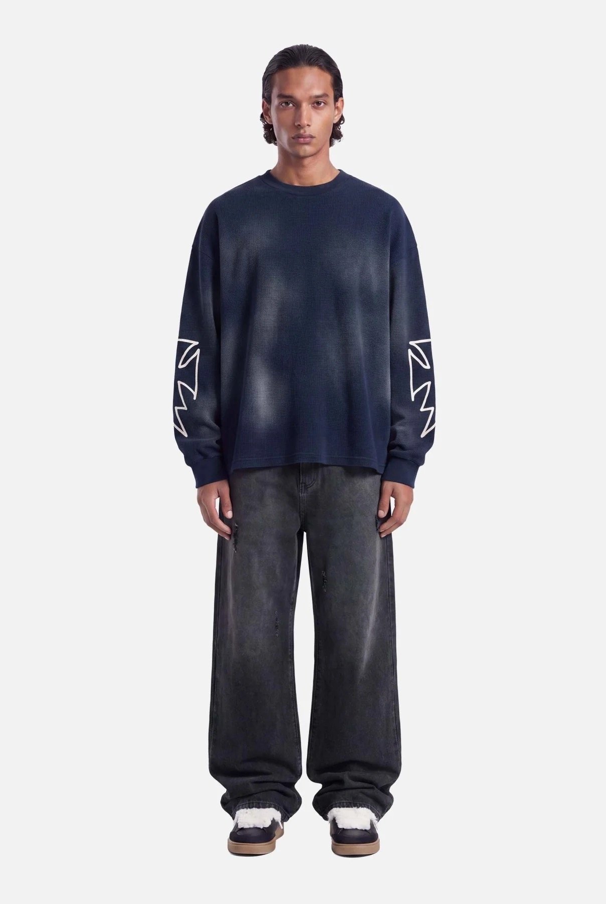 DON'T WASTE CULTURE ROMIYA WAFFLE LONGSLEEVE | NAVY BLUE