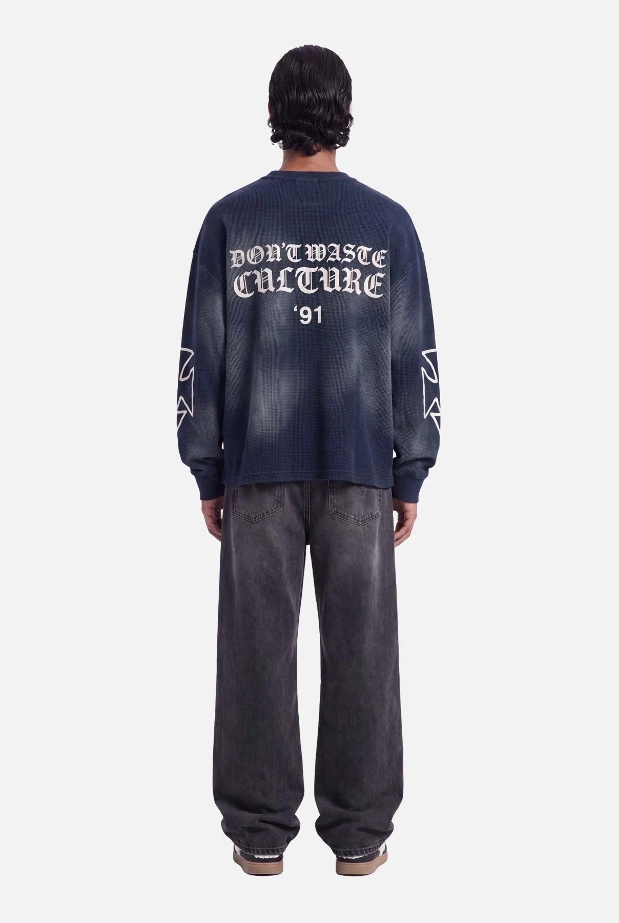 DON'T WASTE CULTURE ROMIYA WAFFLE LONGSLEEVE | NAVY BLUE
