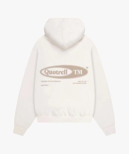 QUOTRELL EMBLEM HOODIE | ECRU/TAUPE