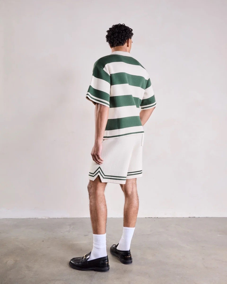 SAINT BLANC KNITTED CREST POLO SHORT GREEN / OFF WHITE