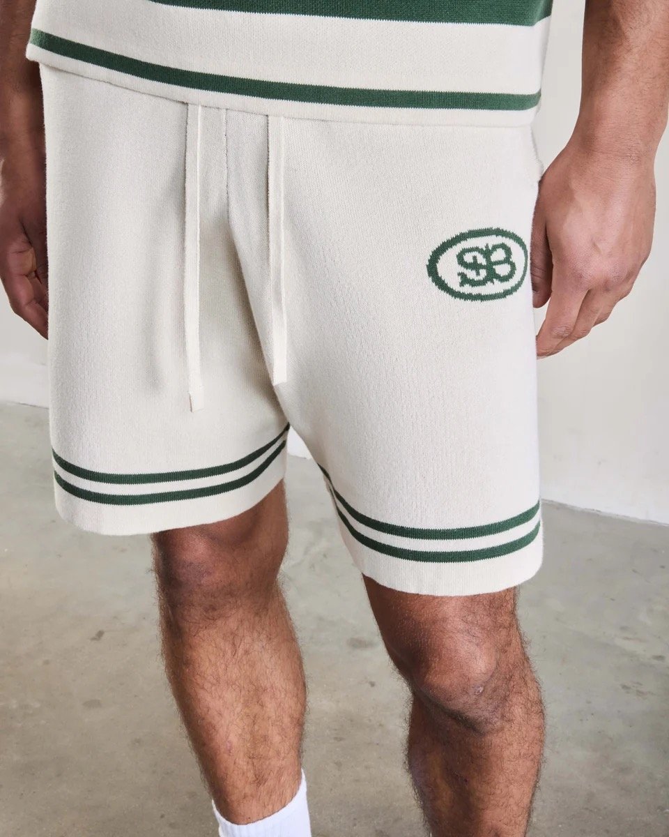 SAINT BLANC KNITTED CREST POLO SHORT GREEN / OFF WHITE