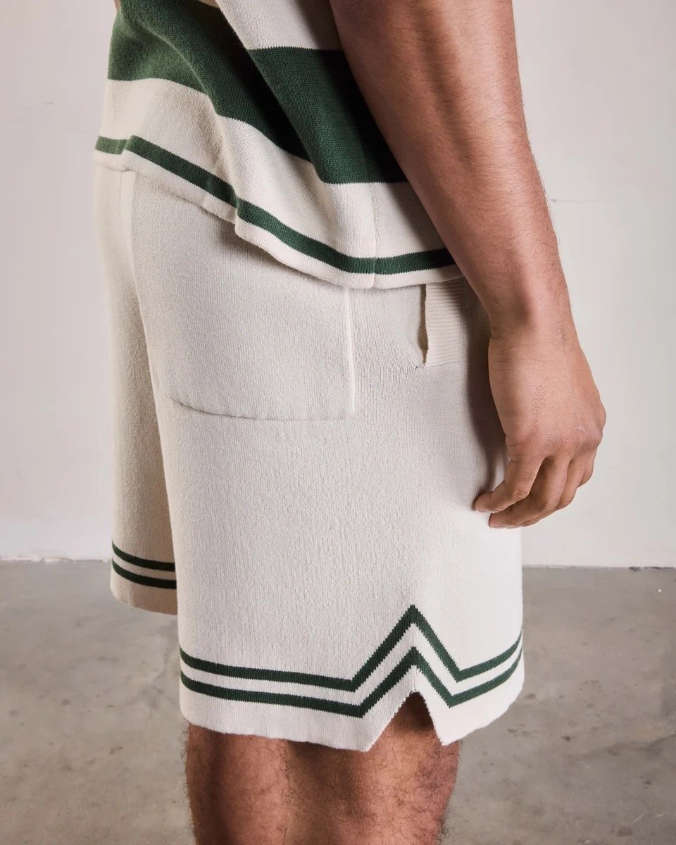 SAINT BLANC KNITTED CREST POLO SHORT GREEN / OFF WHITE