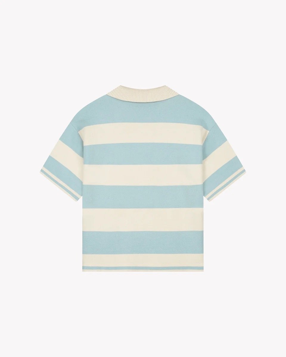 SAINT BLANC KNITTED CREST POLO SHIRT BLUE/OFF WHITE
