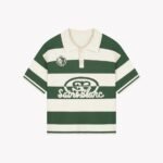 SAINT BLANC KNITTED CREST POLO SHIRT GREEN / OFF WHITE