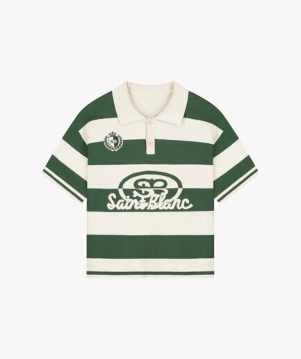 SAINT BLANC KNITTED CREST POLO SHIRT GREEN / OFF WHITE