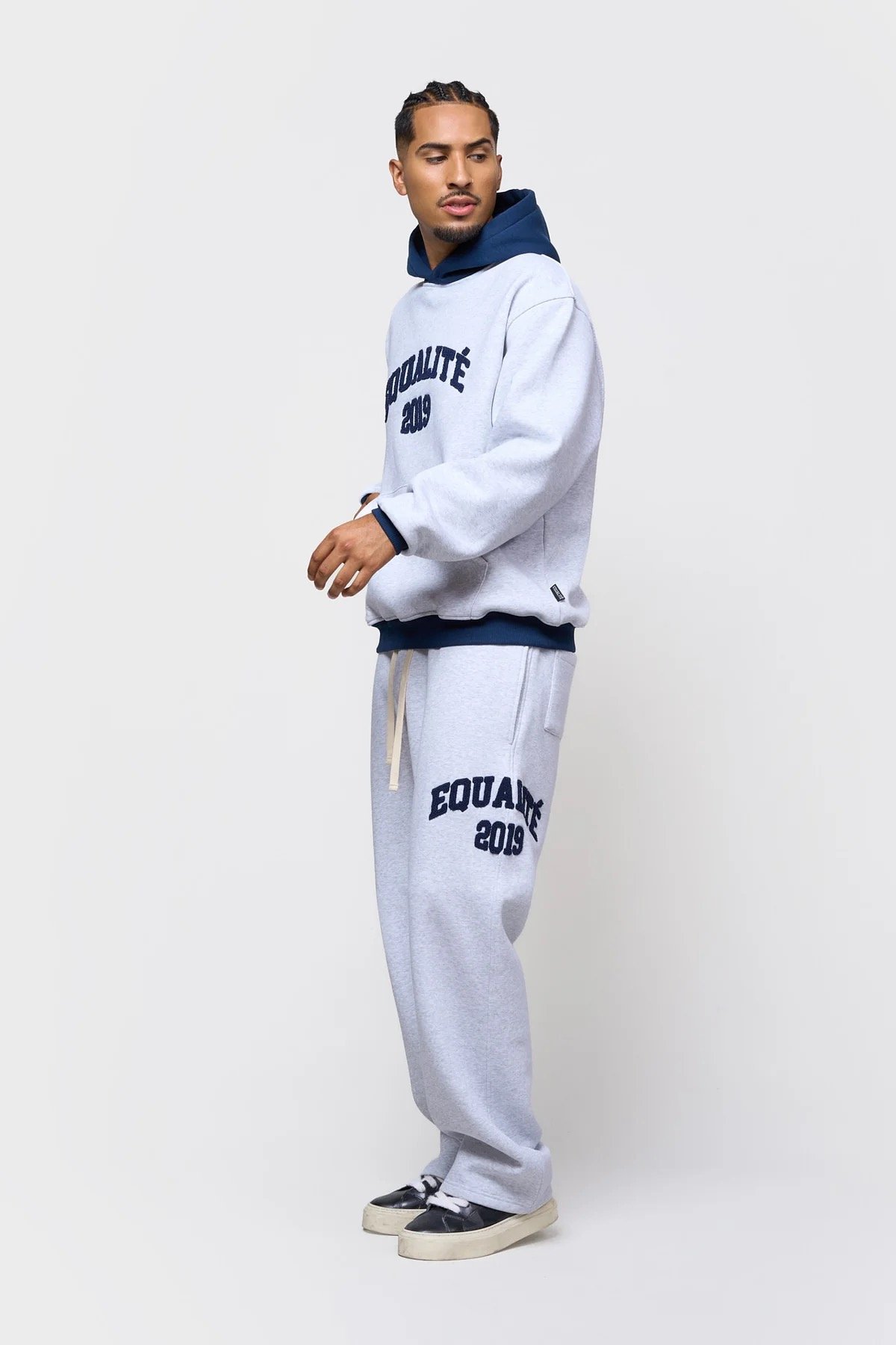 EQUALITÉ COLLECTIVE OVERSIZED HOODIE MELANGE GREY & NAVY