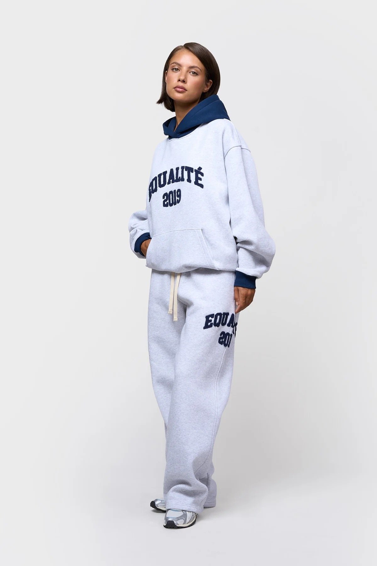 EQUALITÉ COLLECTIVE OVERSIZED HOODIE MELANGE GREY & NAVY