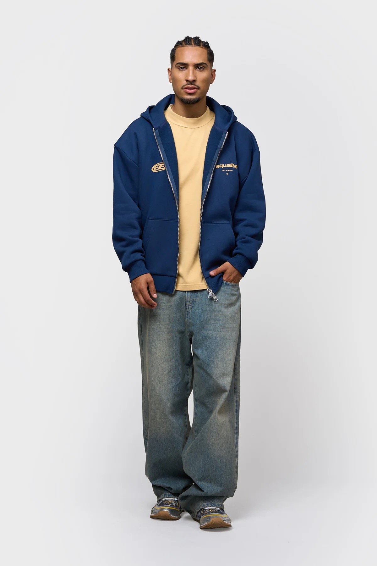 EQUALITÉ STAY EQUAL OVERSIZED FULL ZIP HOODIE NAVY