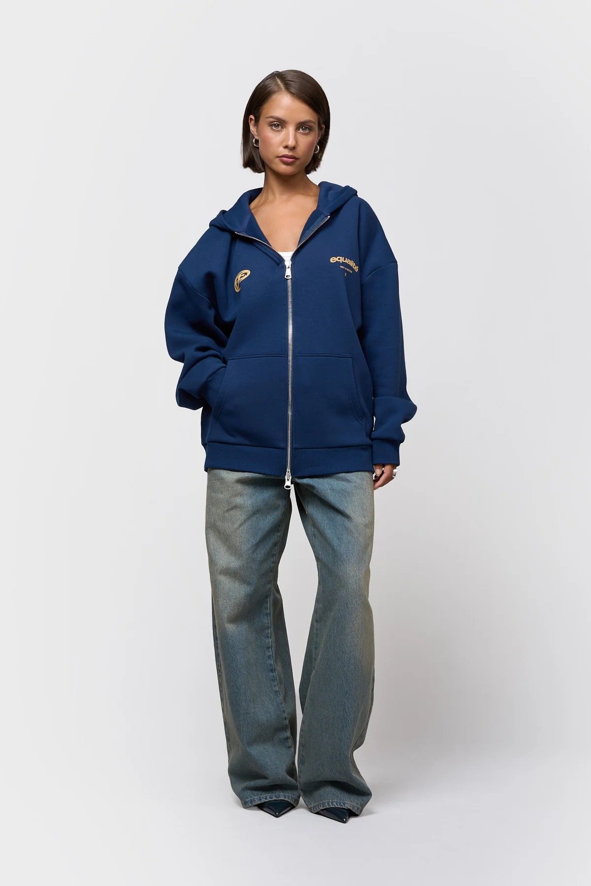 EQUALITÉ STAY EQUAL OVERSIZED FULL ZIP HOODIE NAVY