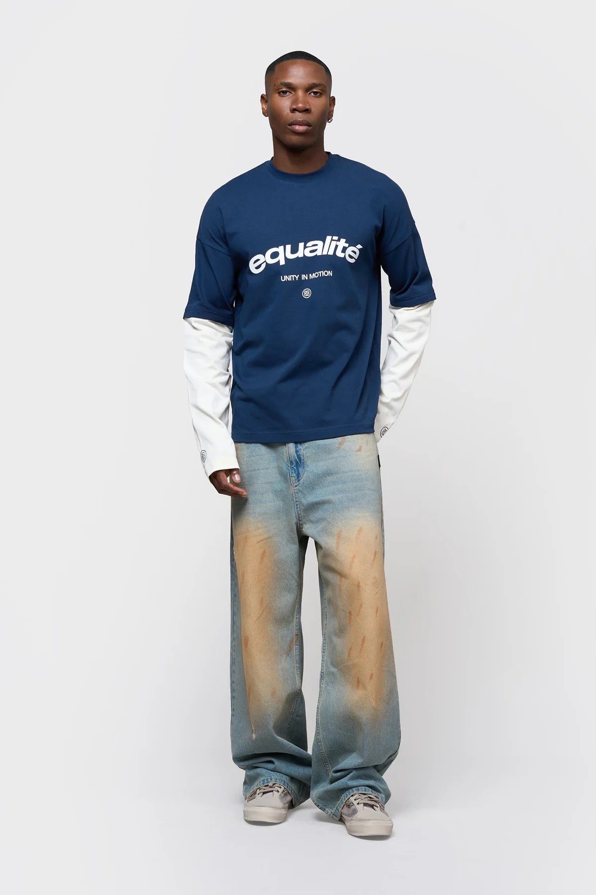 EQUALITÉ CELESTE DOUBLE LAYER LONGSLEEVE TEE NAVY
