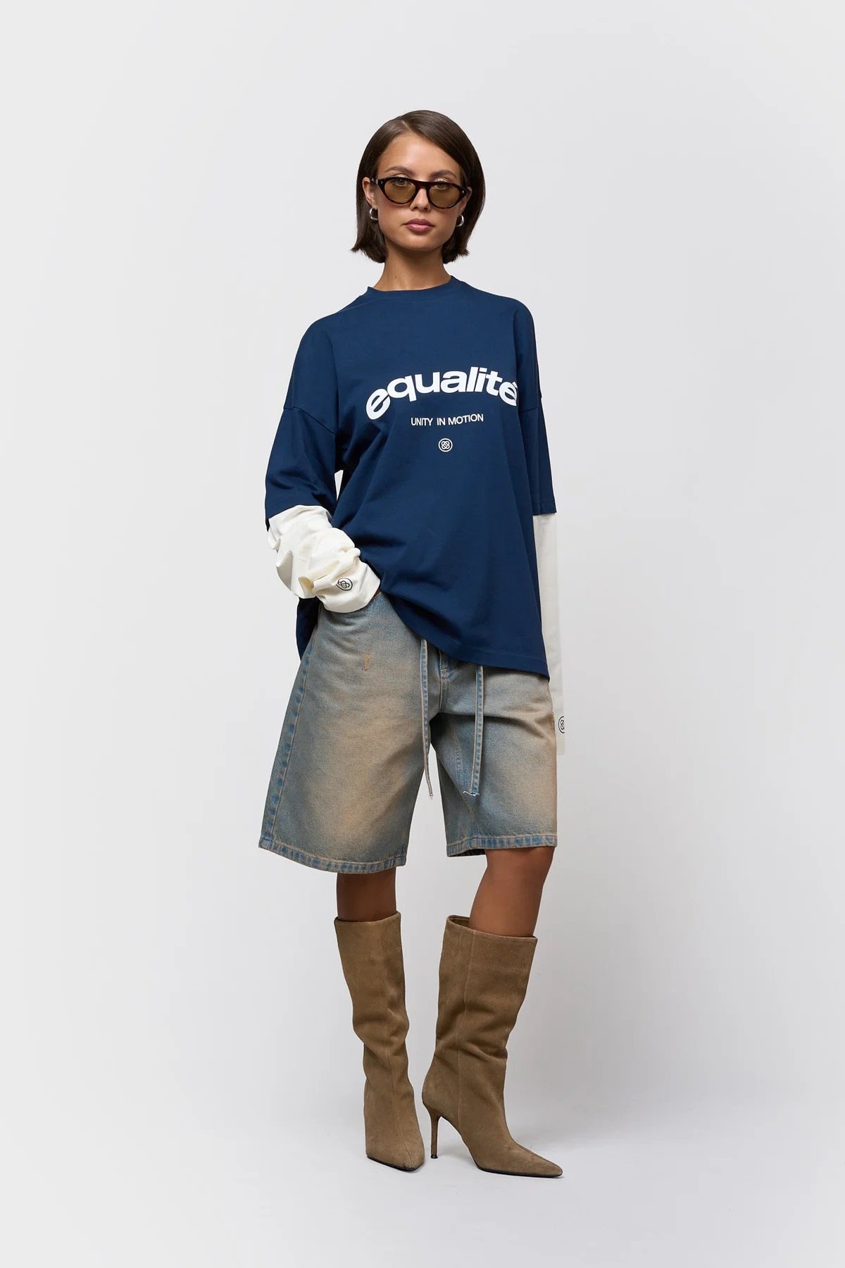 EQUALITÉ CELESTE DOUBLE LAYER LONGSLEEVE TEE NAVY