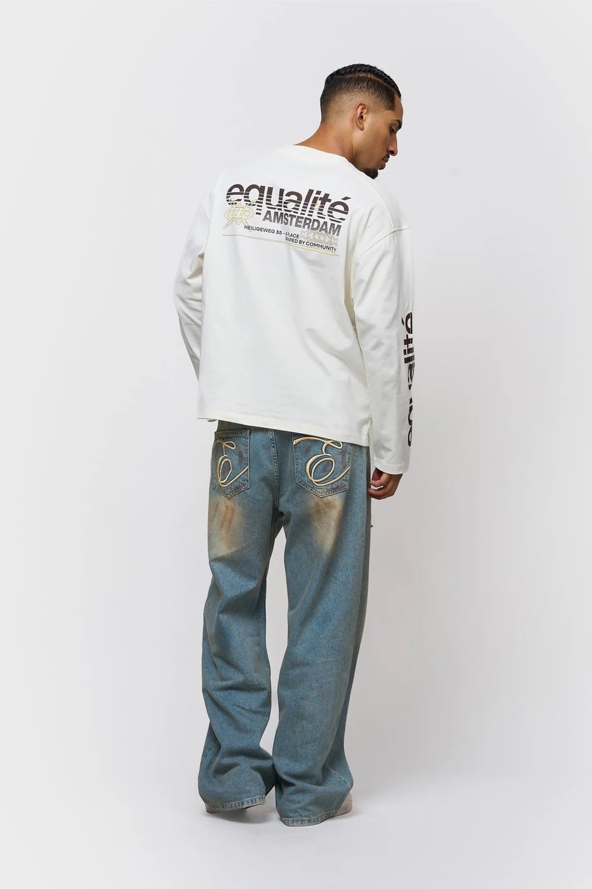 EQUALITÉ CAS BAGGY JEANS BLUE DIRTY WASH