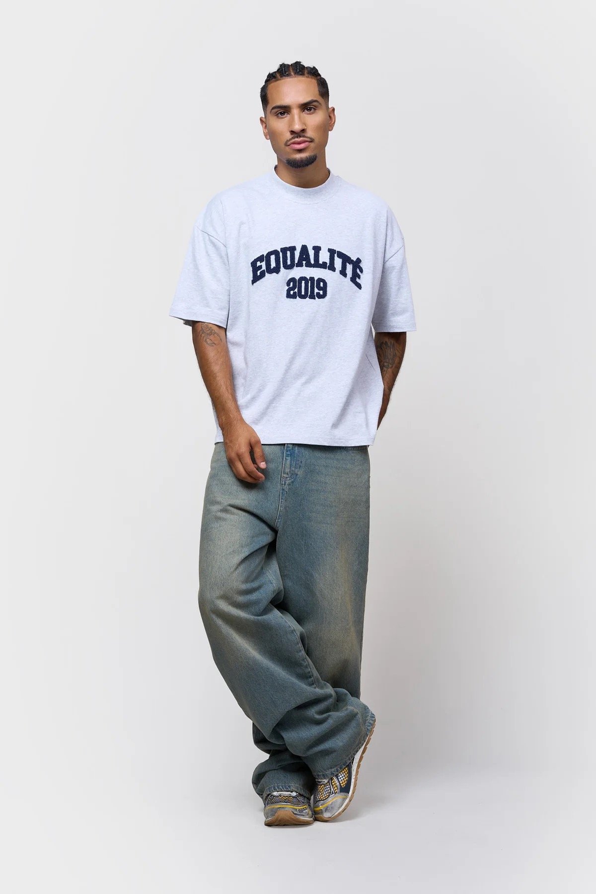EQUALITÉ COLLECTIVE BOXY TEE MELANGE GREY