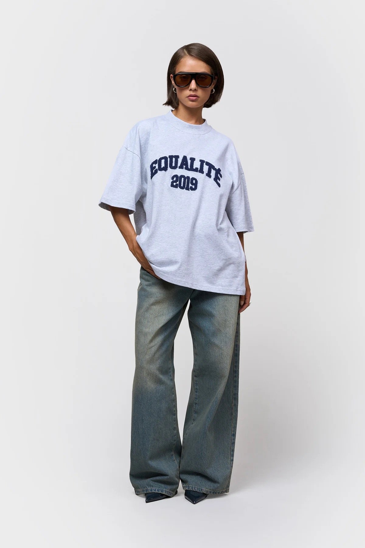 EQUALITÉ COLLECTIVE BOXY TEE MELANGE GREY