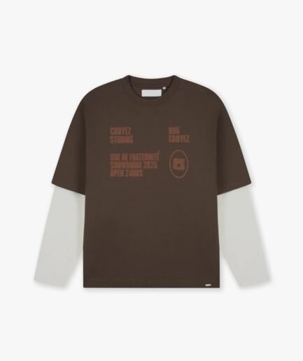 Croyez Showroom Double Sleeve T-Shirt | Brown