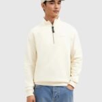 Pure Path: EMBROIDERY HALF-ZIP SWEATER 25030311 ECRU