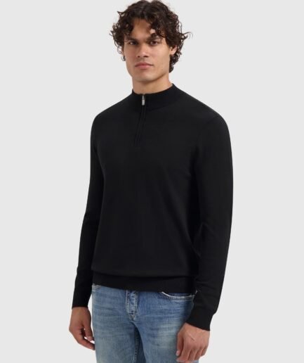 Pure Path: ESSENTIAL KNIT HALF-ZIP SWEATER 10815 BLACK