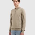 Pure Path: ESSENTIAL KNIT HALF-ZIP SWEATER 10815 TAUPE