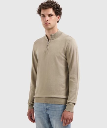 Pure Path: ESSENTIAL KNIT HALF-ZIP SWEATER 10815 TAUPE