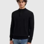 Pure Path: KNIT HIDDEN HALF-ZIP SWEATER 25030815 BLACK