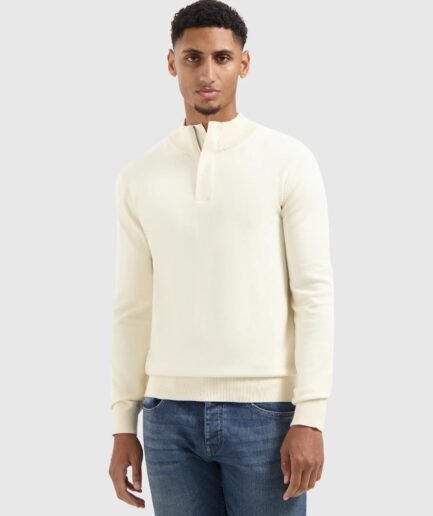 Pure Path: KNIT HIDDEN HALF-ZIP SWEATER 25030815 ECRU