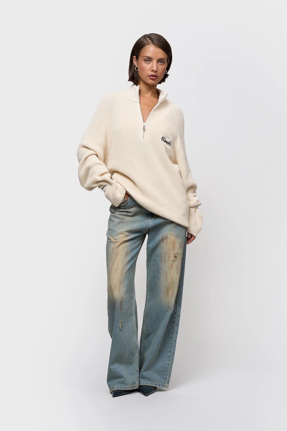 EQUALITÉ FUNNEL KNIT SWEATER OFF-WHITE