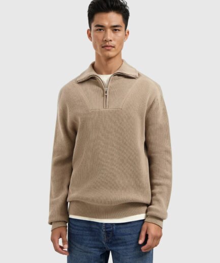 PUREPATH KNIT HALF-ZIP SWEATER 25030806 TAUPE