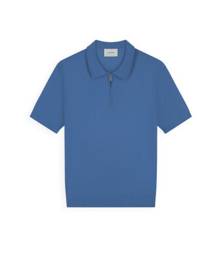 PURE PATH HALF-ZIP FLAT KNIT POLO FADED COBALT 26010810